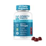 SmartyPants Men's Multivitamin Gummies - Improved Formula: Omega 3 (DHA/EPA), Methylfolate, Vitamin D3, C, Vitamin B12, B6, Vitamin A, K, Zinc & Selenium, Gluten Free, 90 Count (30 Day Supply)