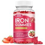 Iron Gummies with Multivitamin, Iron Supplement for Women & Men with Zinc, Vitamin B Complex & C, B12, Folate - Blood Builder & Energy Support for Adults & Kids - Strawberry Flavor, Vegan 60 Gummies