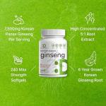 Korean Red Panax Ginseng Root Extract, 7,500mg Serving, 240 Softgels – 150mg Active Ginsenosides
