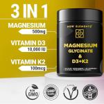 Calm Magnesium Glycinate Gummies 500mg with High-Potency Vitamin D3 10000iu & Vitamin K2 100mcg | Stress Relief, Relaxation & Bone Support for Adults | Vegan, Non-GMO, Gluten-Free, Pineapple Flavor