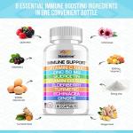 8 in 1 Immune Support with Quercetin Zinc 50mg Vitamin C 1000mg Vitamin D3 5000 IU and Elderberry Echinacea Ginger for Adults Kids - VIT D Supplement Veg Capsules