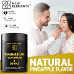 Calm Magnesium Glycinate Gummies 500mg with High-Potency Vitamin D3 10000iu & Vitamin K2 100mcg | Stress Relief, Relaxation & Bone Support for Adults | Vegan, Non-GMO, Gluten-Free, Pineapple Flavor