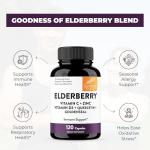 Sandhu's Elderberry Vitamin C Vitamin D3 Goldenseal with Zinc & Quercetin | Capsules for Men & Women | Supports Immune Health | 120 Count (Pack of 1)