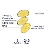 Carlson - Vitamin A, 15000 IU Palmitate (4500 mcg RAE), Vision Health & Healthy Skin, Immune Function, 240 Softgels