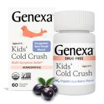Genexa Kids Cold Crush | Multi-Symptom Cough & Cold, Sore Throat, Congestion Relief for Children | Acai Berry Flavor | Organic & Non-GMO | Homeopathic Remedy Made Clean | 60 Chewable Tablets Age 4-11​