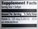 Amazon Elements Vitamin D3, 5000 IU, 180 Softgels, 6 month supply