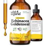 Wild & Organic Echinacea Goldenseal Tincture - Immune Support Drops with Echinacea and Goldenseal Root Extract - Vegan, Sugar & Alcohol-Free Liquid Supplement - 4 fl oz