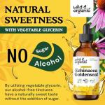 Wild & Organic Echinacea Goldenseal Tincture - Immune Support Drops with Echinacea and Goldenseal Root Extract - Vegan, Sugar & Alcohol-Free Liquid Supplement - 4 fl oz