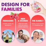 Calcium Citrate Gummies 1000mg w/Vitamin D3, High Absorption Calcium Supplement for Women & Men, Plus Magnesium, Potassium, Zinc for Muscle & Immune, Sugar-Free, Raspberry Flavor, 60 Count