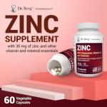 Dr. Berg Zinc 30mg Enhanced with Magnesium, Vitamin D3, Selenium, & Copper - Zinc Supplements for Men & Women - Chelated Zinc for Immune, Skin, Hair, & Nails Support* - 60 Capsules