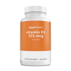 Amazon Basics - Vitamin D3, 125 mcg, 60 Softgels (1 per serving), Gluten Free