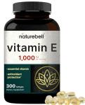 NatureBell Vitamin E Oil Softgels, 1,000 IU Per Serving, 300 Pills | Essential Antioxidant Supplements, Easily Absorbed Form – Supports Skin, Heart, & Immune Health – Non-GMO