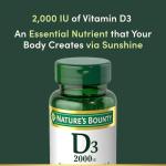 Nature's Bounty Vitamin D, Supports Immune Health & Bone Health, 2000IU Vitamin D3, 150 Softgels