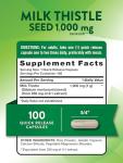 Nature's Truth Milk Thistle Extract Capsules | 1000mg | 100 Count | Non-GMO & Gluten Free Supplement