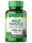 Nature's Truth Milk Thistle Supplement | 2000mg | 200 Capsules | Non-GMO and Gluten Free Seed Extract | Silymarin Marianum