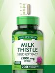 Nature's Truth Milk Thistle Supplement | 2000mg | 200 Capsules | Non-GMO and Gluten Free Seed Extract | Silymarin Marianum