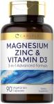 Carlyle Magnesium Zinc and Vitamin D3 | 90 Capsules | 3-in-1 Advanced Formula | Vegetarian, Non-GMO and Gluten Free