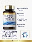 Carlyle Magnesium Zinc and Vitamin D3 | 90 Capsules | 3-in-1 Advanced Formula | Vegetarian, Non-GMO and Gluten Free