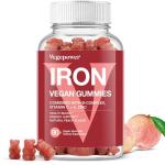 Vegan Iron Gummies Supplement - with Vitamin C, A, B-Complex, Folate, Zinc for Adults & Kids - Health Blood & Energy Support for Iron Deficiency, Anemia, No After Taste - Peach Flavor (90 Ct)