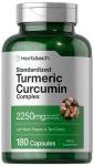 Horbäach Turmeric Curcumin Supplement | 2250mg | 180 Capsules | with Black Pepper & Tart Cherry | Non-GMO & Gluten Free