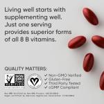 Sports Research Vitamin B-Complex - Full Spectrum of B Vitamins - Plant-Based Vegan-Friendly Formula - 120 Veggie Softgels