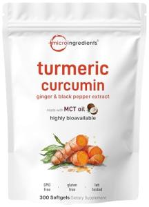 Turmeric Curcumin Supplement with Black Pepper & Ginger 3,000mg, 300 MCT Oil Softgels | 95% Curcuminoids | High Absorption | Healthy Joint Support for Men & Women | Non-GMO