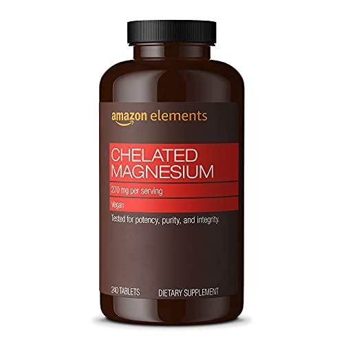 Amazon Elements - Chelated Magnesium, 240 tablets, 270 mg per Serving, as Magnesium Glycinate Chelate, Vegan