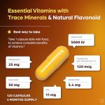 Sandhu's Vitamin D3 K2 Magnesium 5000 IU, 120mcg K2 Capsules 120 Count (Pack of 1) | with VIT B6, Zinc & Quercetin | D3K2 Supports Superior Absorption, Energy, Immune, Muscle Health for Men & Women