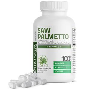 Bronson Saw Palmetto Extra Strength Supports Healthy Prostate Function & Urinary Health Support - Non GMO, 100 Vegetarian Capsules