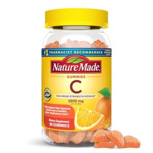 Nature Made Maximum Strength Dosage Vitamin C 1000mg per Serving, Immune Support Vitamin C Gummies for Adults, 80 Vitamin C Gummies, 20 Day Supply