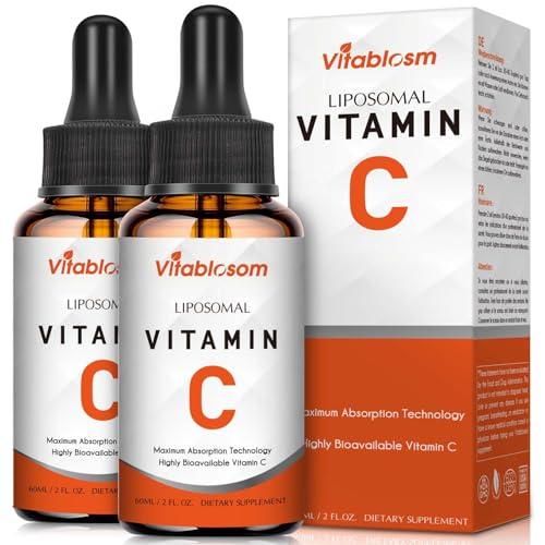 Liposomal Vitamin C 2000mg Liquid for Adults, High Absorption VIT C, Maximize Vitamin C, for Immune System & Antioxidant, 60ML (2 Bottles)