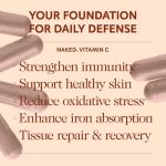 NAKED Vitamin C - 500mg Ascorbic Acid Capsules with Citrus Bioflavonoids - Daily Antioxidant and Immune Support* Made in USA - Vegan, Non-GMO - 90 Capsules