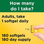 Nature Made Vitamin D3 5000 IU (125 mcg) Softgels, Extra Strength Vitamin D Supplement for Bone and Immune Health Support, 180 Count, 180 Day Supply