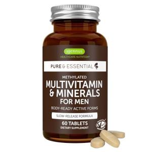 Igennus Methylated Men's Multivitamin with 22 Actives, All-Day Nutrient Delivery, Pure & Clean, Methylfolate & Methylcobalamin, High Strength MTHFR Supplement, Non-GMO & Halal, 60 Tablets
