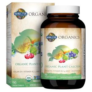 Garden of Life Calcium Supplement with Magnesium & Organic Vitamin D3 K2, Made from Whole Foods, Gluten-Free, 90 Count