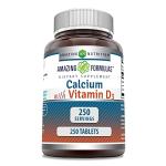 Amazing Formulas Calcium with Vitamin D3 Supplement | Tablets | Non-GMO | Gluten-Free | Made in USA (250 Count, 1 Pack)