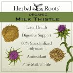 Herbal Roots Milk Thistle Capsules | Extra Strength 80% Silymarin Herbal Supplement | Made with Pure Organic Milk Thistle | Vegan and GMO Free