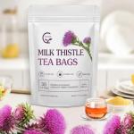 Organic Milk Thistle Tea Bags, Liver Support Herbal Tea, Caffeine Free, 30 Tea Bags