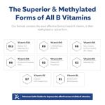 BioActive Vitamin B Complex - Blood Stream Ready, Methylated B Complex - Featuring Methylfolate, 3 BioActive Forms of B12, BenfoPure® B1 & Pantesin® B5 - 12 B Vitamins in Clinical Doses - 60 Servings