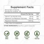 Magnesium Glycinate 500mg Per Capsule (1000mg Per Serving) Plus Vitamin C, 240 Capsules – 100% Chelated for Easy Absorption – Essential Mineral Supplement for Muscle, Sleep, & Heart Health