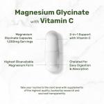 Magnesium Glycinate 500mg Per Capsule (1000mg Per Serving) Plus Vitamin C, 240 Capsules – 100% Chelated for Easy Absorption – Essential Mineral Supplement for Muscle, Sleep, & Heart Health