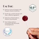 Kids Throat Soothing Lollipops by Beekeeper's Naturals - Doctor Formulated Immune Support, Vitamin D & Honey, Under 2g Sugar, Clean Ingredients,15 ct