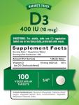 Nature's Truth Vitamin D3 | 400 iu (10 mcg) | 100 Tablets | Vegetarian, Non-GMO, & Gluten Free Supplement