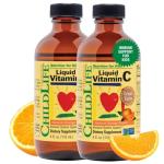 CHILDLIFE ESSENTIALS Liquid Vitamin C - Pure Vitamin C Liquid Supplement for Kids, Immune System Support, Natural Orange Flavor, 4 Fl Oz (Pack of 2)