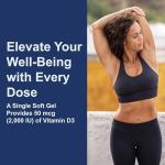 Carlson - Vitamin D3, 2000 IU (50 mcg), Bone & Immune Health, Vitamin D Supplements, Cholecalciferol Supplement, Gluten Free Vitamin D Capsules, 360 Softgels