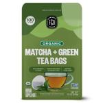 FGO Organic Japanese Matcha + Green Tea, 100 Count, Eco-Conscious Tea Bags, Resealable Bag, Packaging May Vary (Pack of 1)