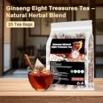 Kidney Tea Formula Ginseng Eight Treasure, Ginseng-Infused Eight Treasure Tea Bags, Red Date Wolfberry Mulberry Herbal Beverage for Women & Men, Natural Ingredients - 20bags (1)