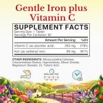 Vitalitown Iron Supplement for Women Men, Hign Potency 65mg Iron with Vitamin C 250mg, Less Constipating, Better for Blood Building & Energy Improvement, No Gluten, Non-GMO 60 Vegan Iron Pills