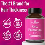 Saw Palmetto for Women. Womens Hair Growth Supplement Standardized for Potency, Consistency & Absorption. DHT Blocking Hair Vitamins with Biotin, Zinc, and More. Clean, Non-GMO, Vegan Supplement