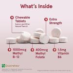 Jarrow Formulas Methyl B-12 1000 MCG and Methyl Folate 400 MCG, Extra Strength, Cellular Energy Metabolism and Cardiovascular Health Formula(1) With P-5-P, 100 Chewable Tablets, Up to a 100 Day Supply